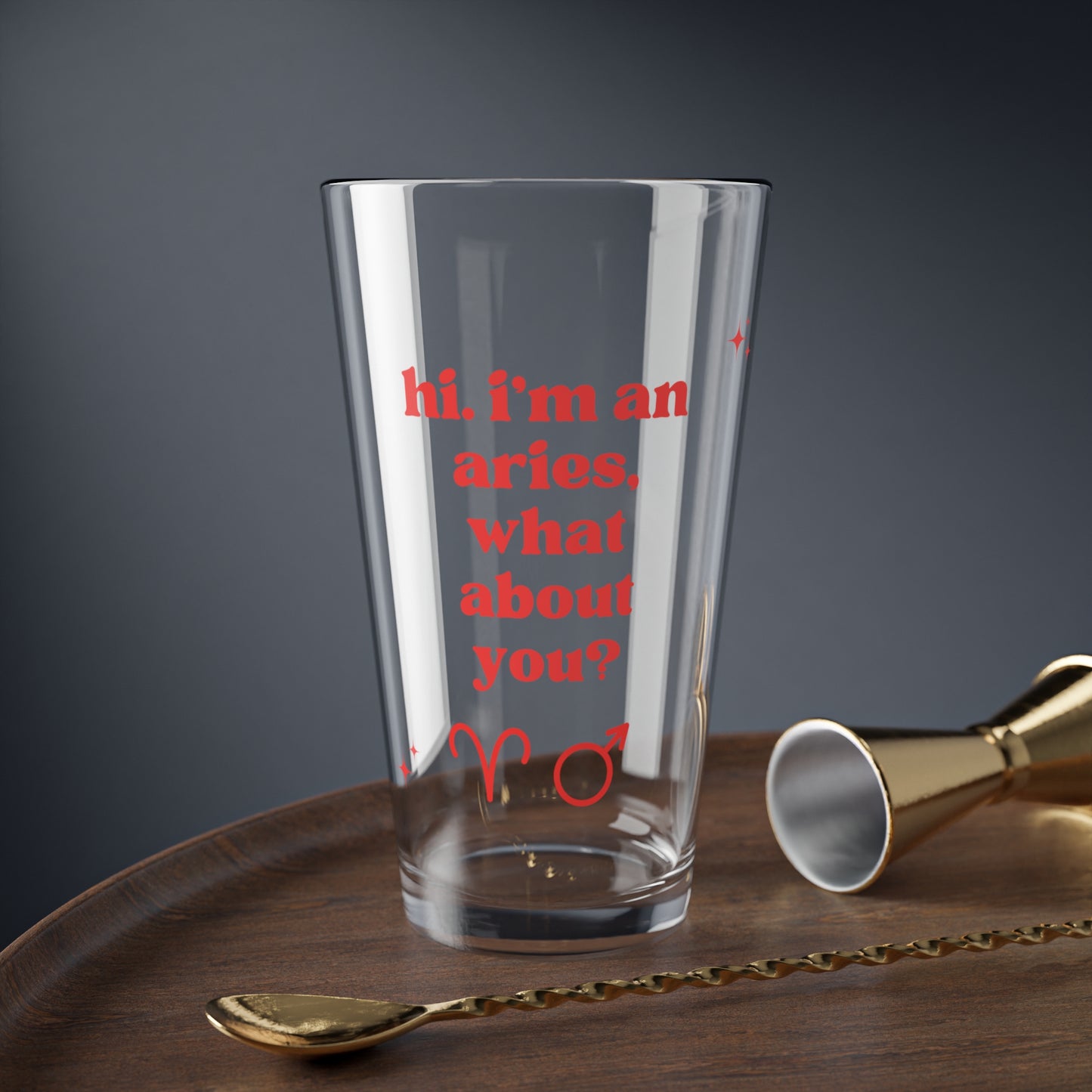 "Hi, I'm an Aries" Glass Cup