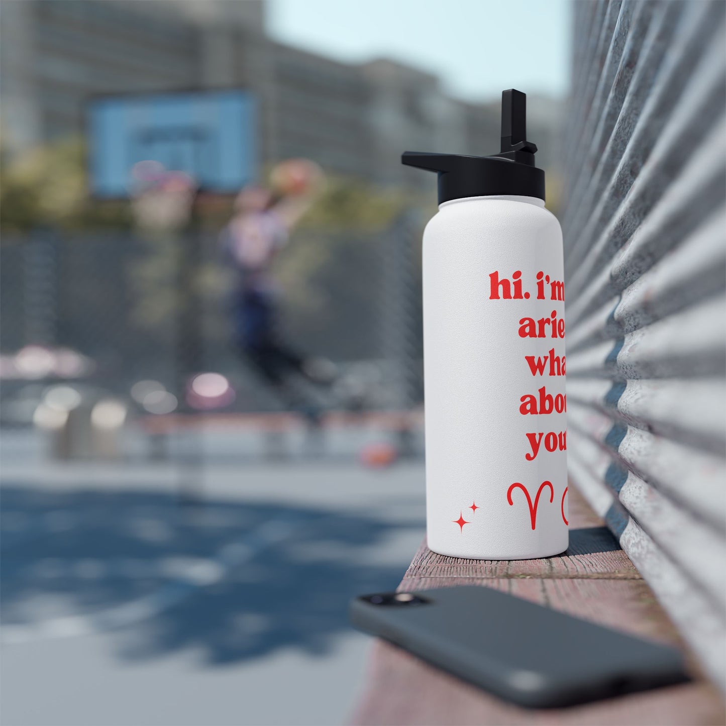 "Hi, I'm an Aries" Water Bottle