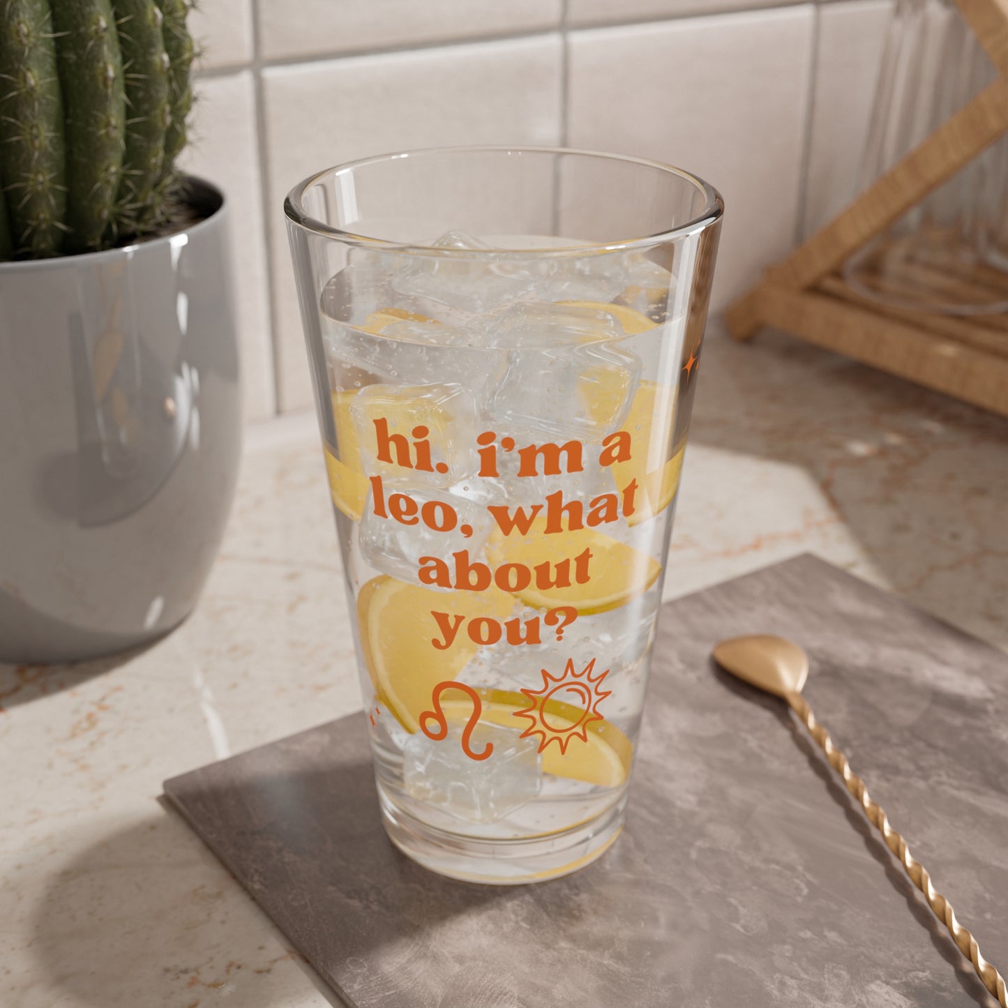 "Hi, I'm a Leo" Glass Cup