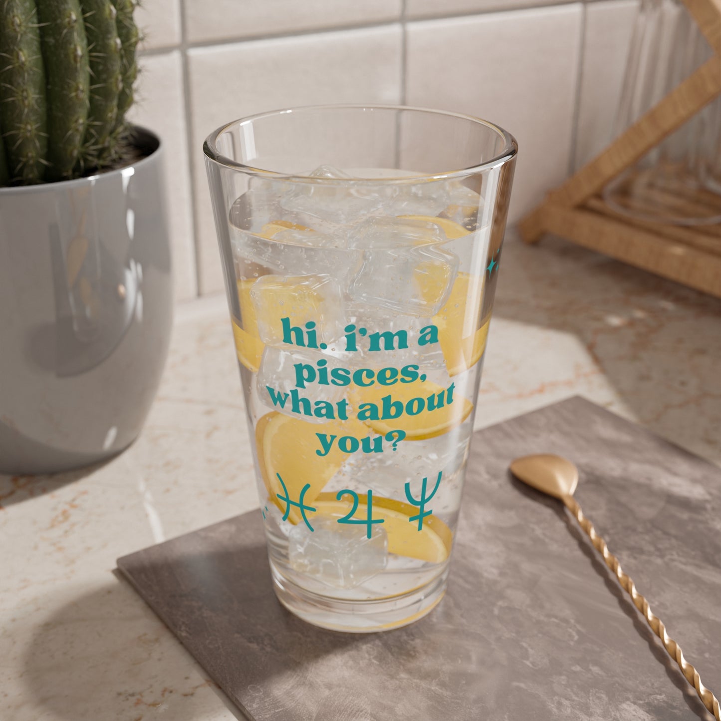 "Hi, I'm a Pisces" Glass Cup