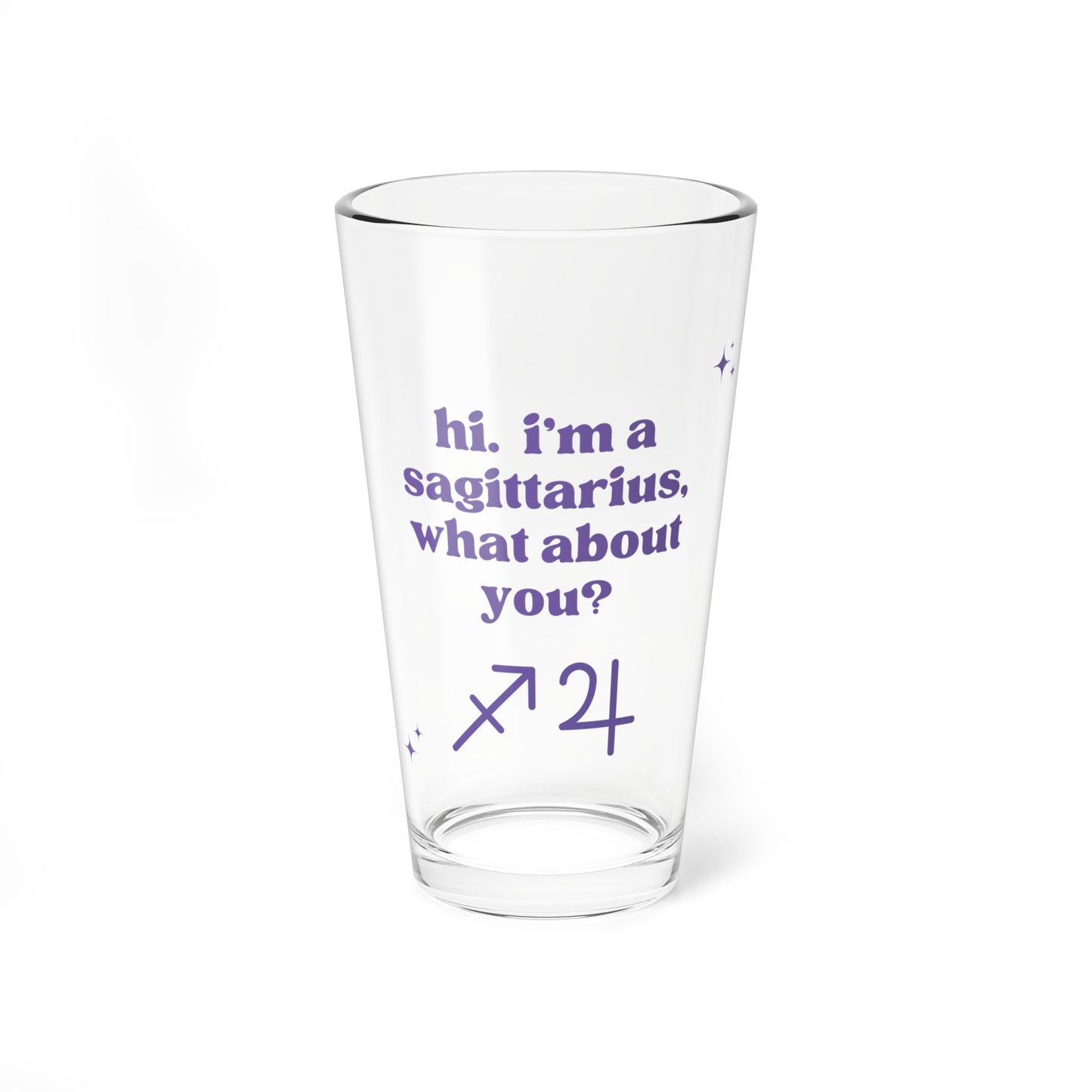 "Hi, I'm a Sagittarius" Glass Cup