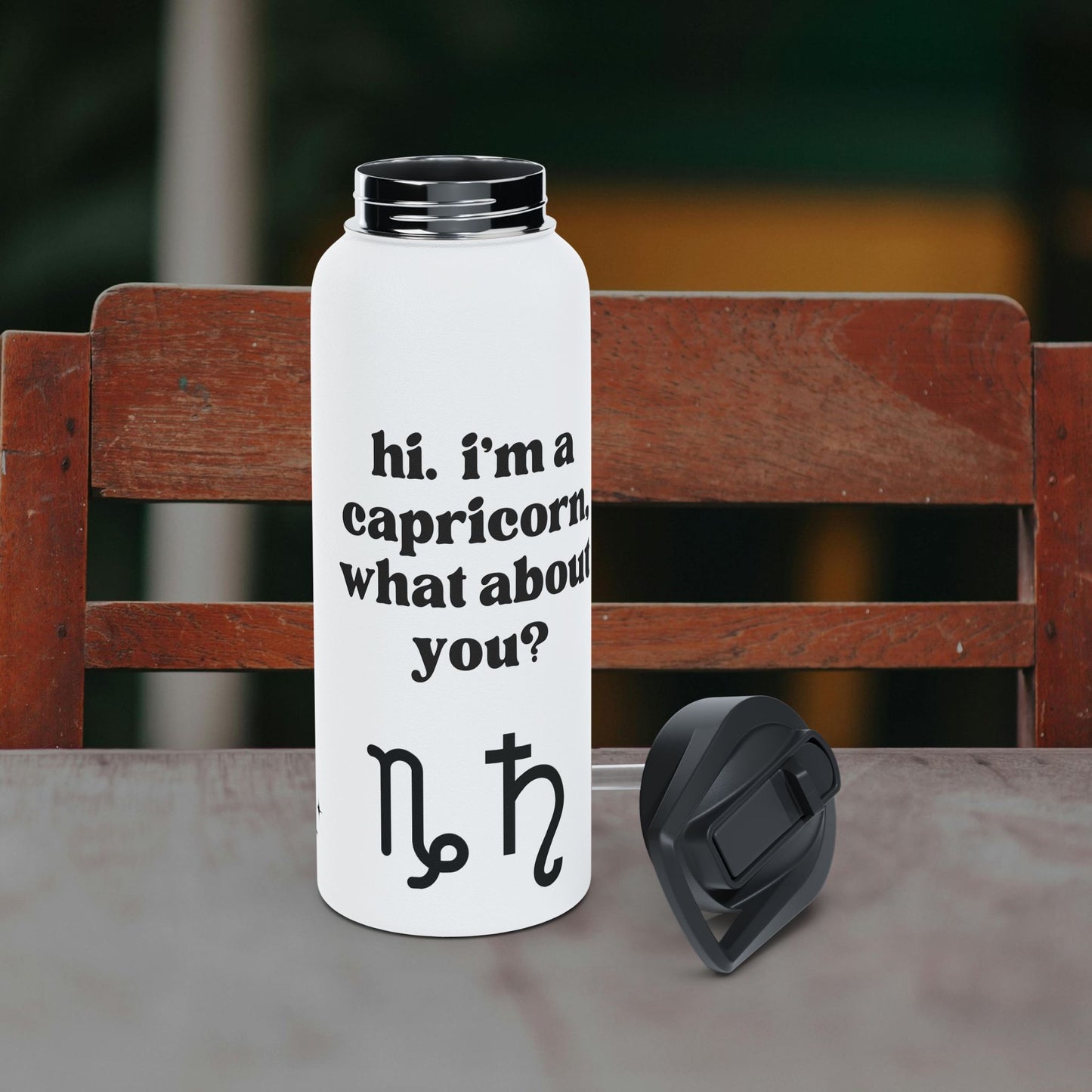 "Hi, I'm a Capricorn" Water Bottle