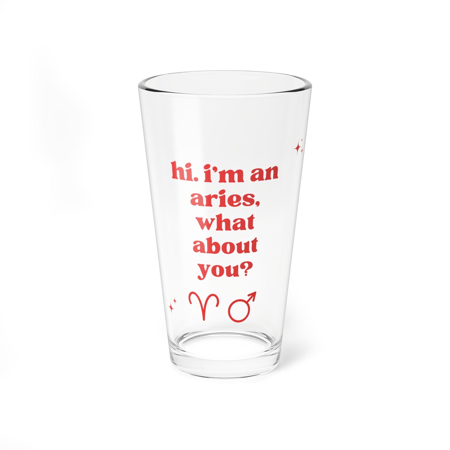 "Hi, I'm an Aries" Glass Cup