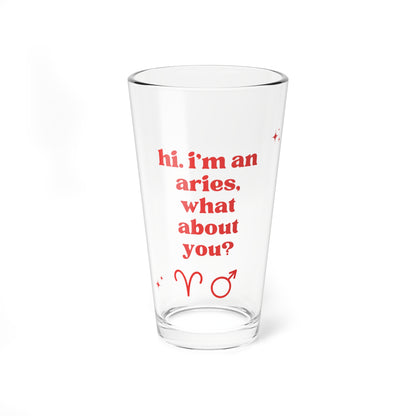 "Hi, I'm an Aries" Glass Cup