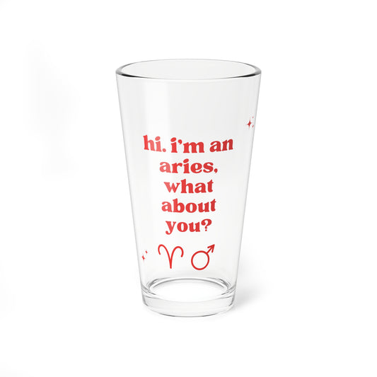 "Hi, I'm an Aries" Glass Cup