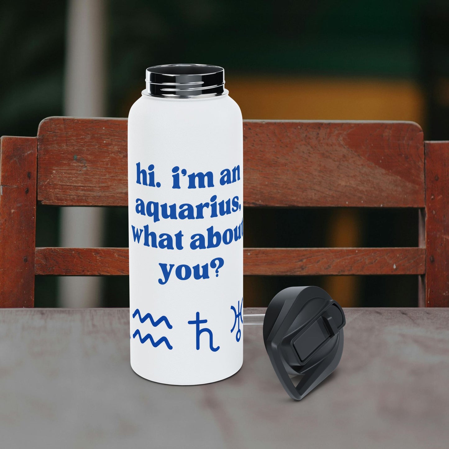 "Hi, I'm an Aquarius" Water Bottle