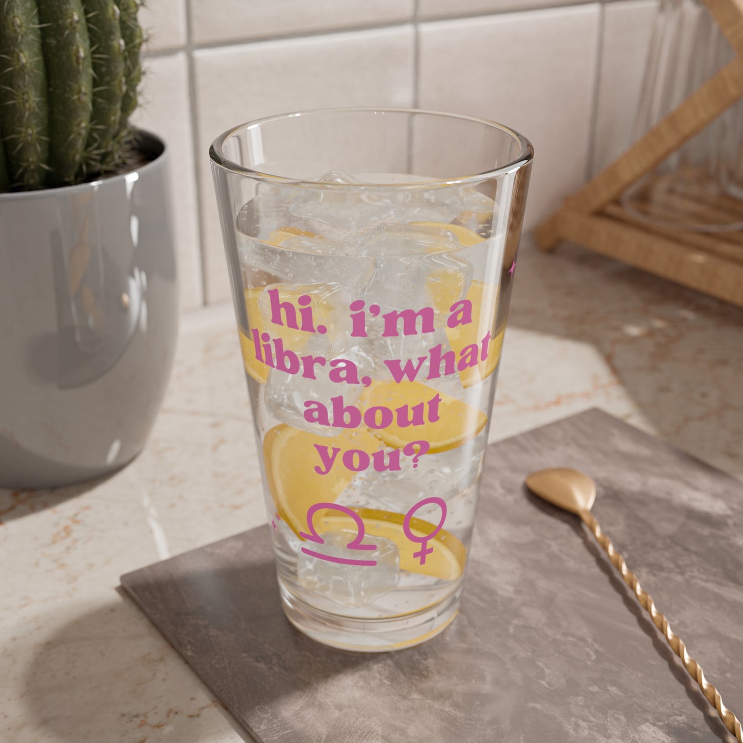 "Hi, I'm a Libra" Glass Cup