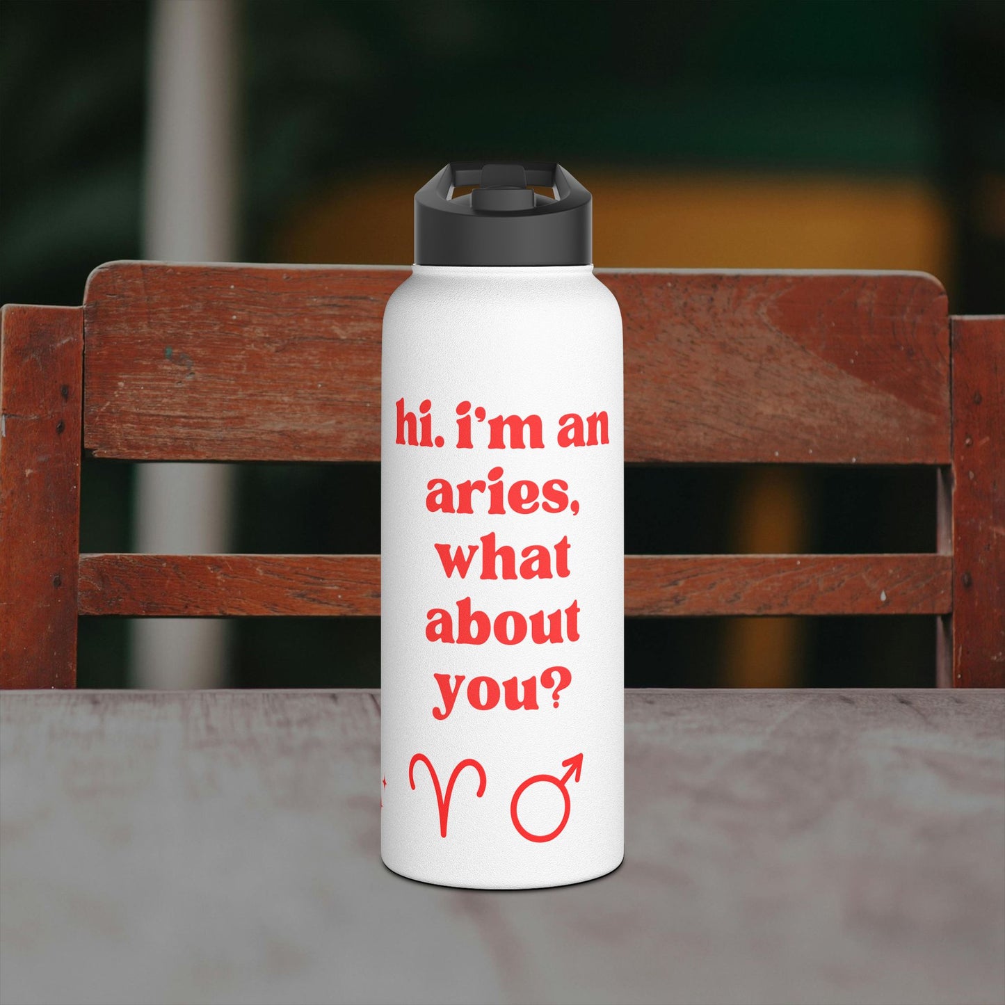 "Hi, I'm an Aries" Water Bottle