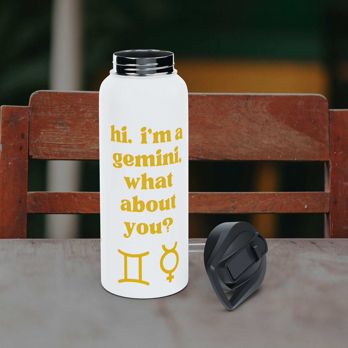 "Hi, I'm a Gemini" Water Bottle