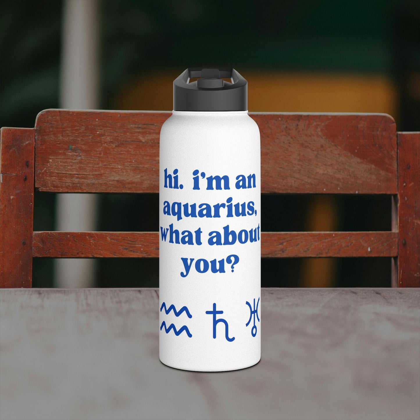 "Hi, I'm an Aquarius" Water Bottle