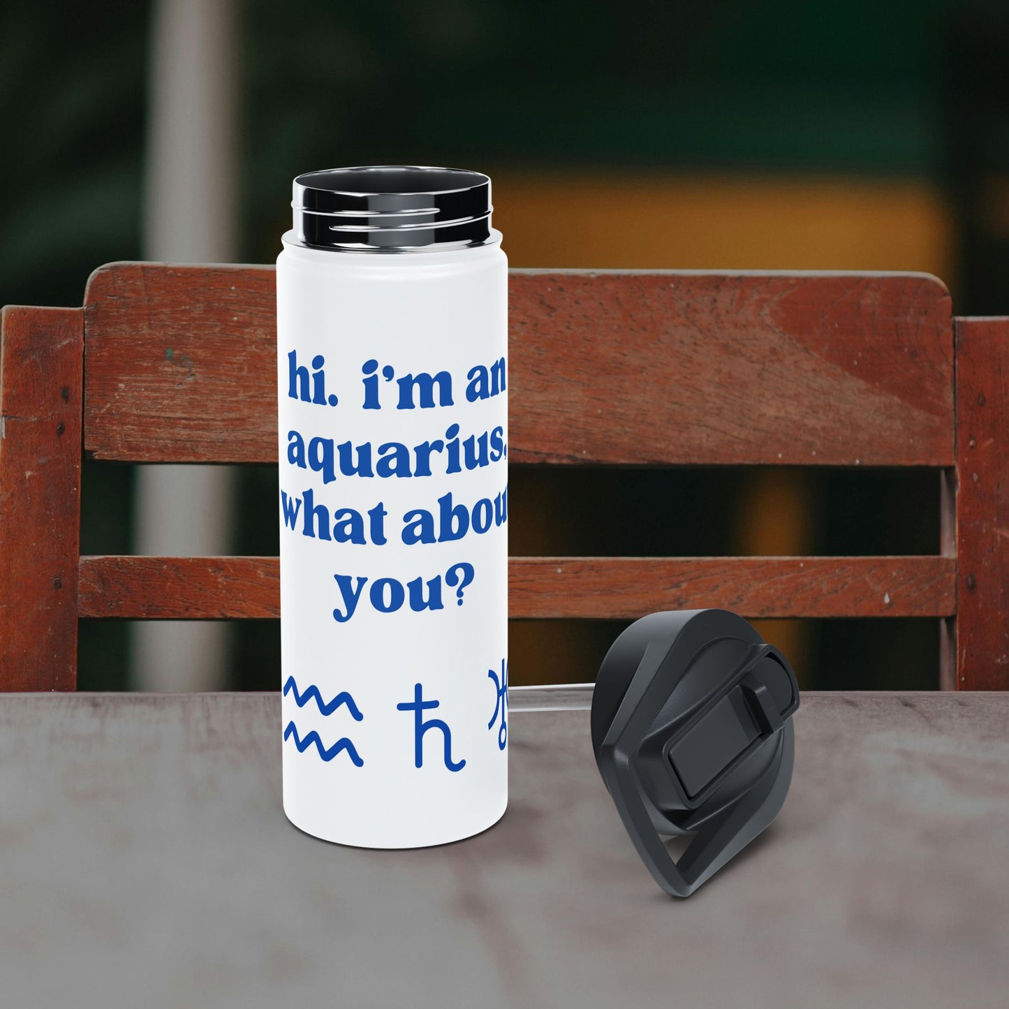 "Hi, I'm an Aquarius" Water Bottle