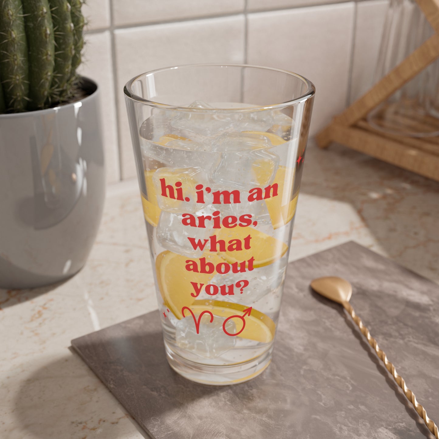"Hi, I'm an Aries" Glass Cup
