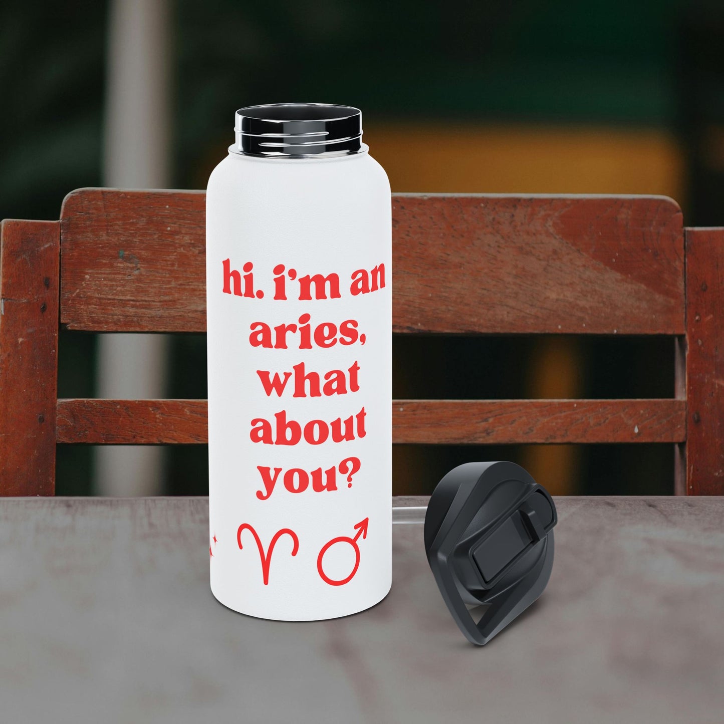 "Hi, I'm an Aries" Water Bottle