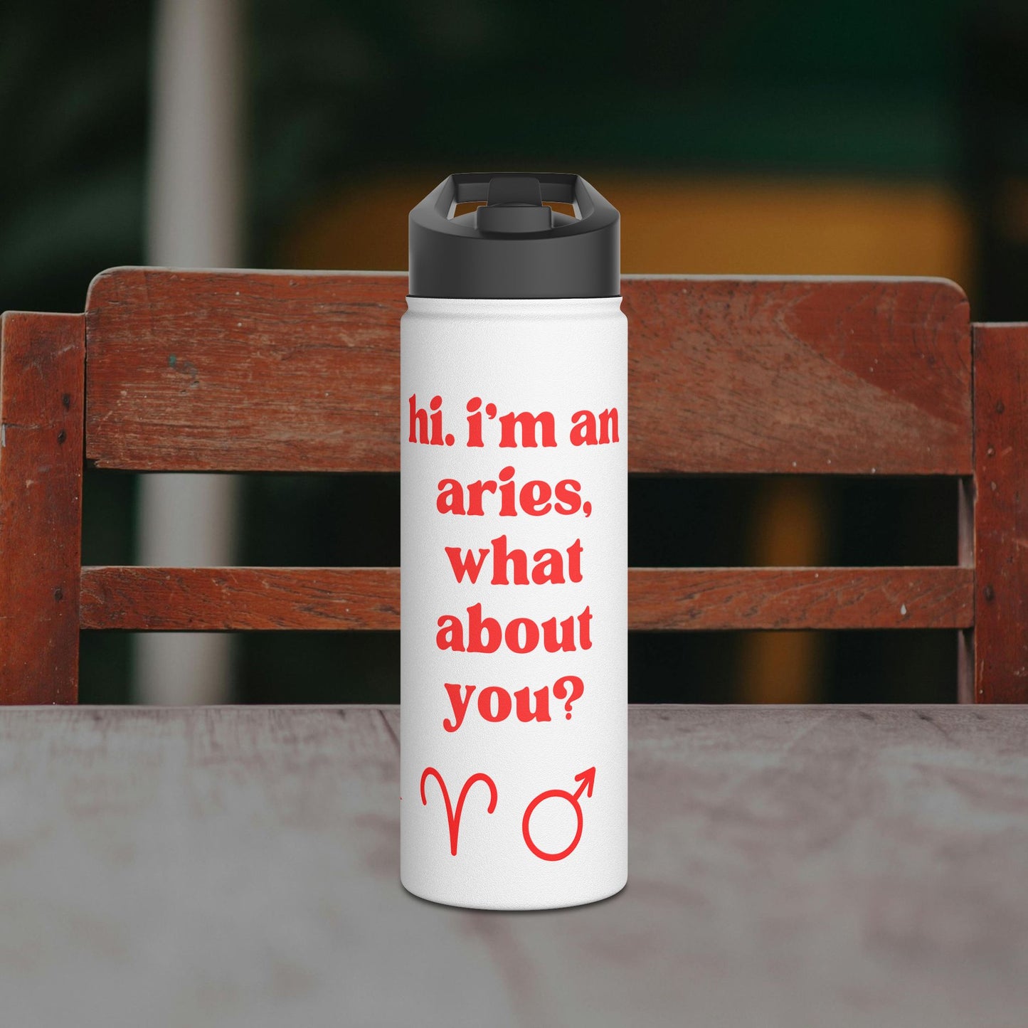 "Hi, I'm an Aries" Water Bottle
