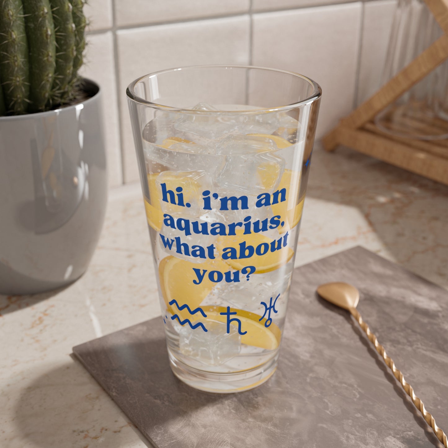 "Hi, I'm an Aquarius" Glass Cup